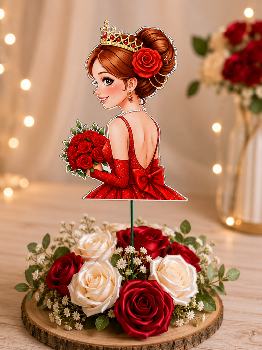 Decor Elegant Tip Prințesă pentru Aranjamente cu Trandafiri din Satin – Accesoriu Handmade