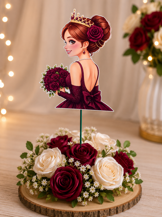 Decor Elegant Tip Prințesă pentru Aranjamente cu Trandafiri din Satin – Accesoriu Handmade